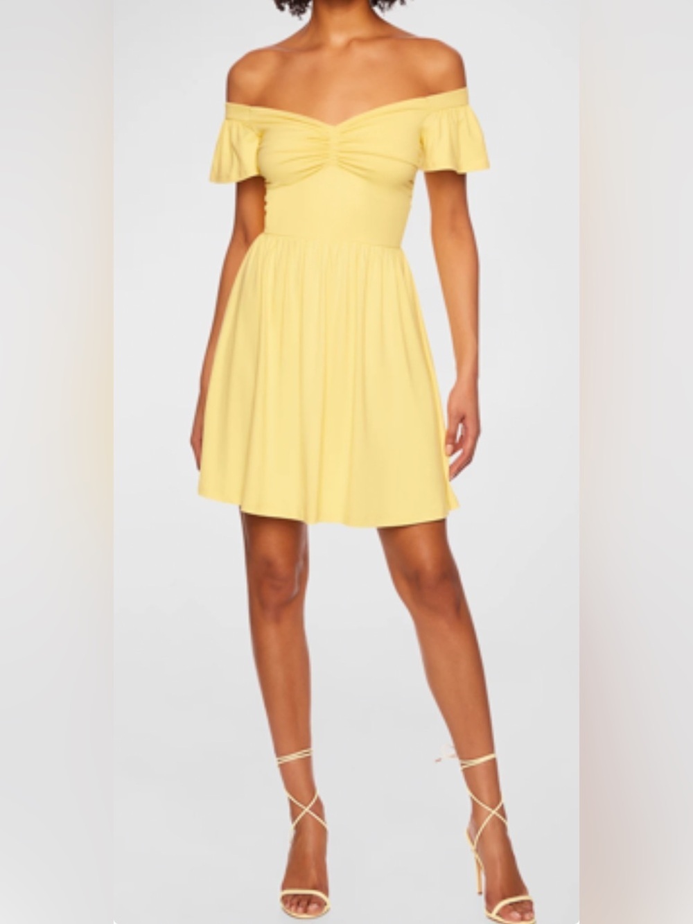 Susana Monaco Butter Yellow Off-Shoulder Mini Dress XS Summer Feminine Coquette